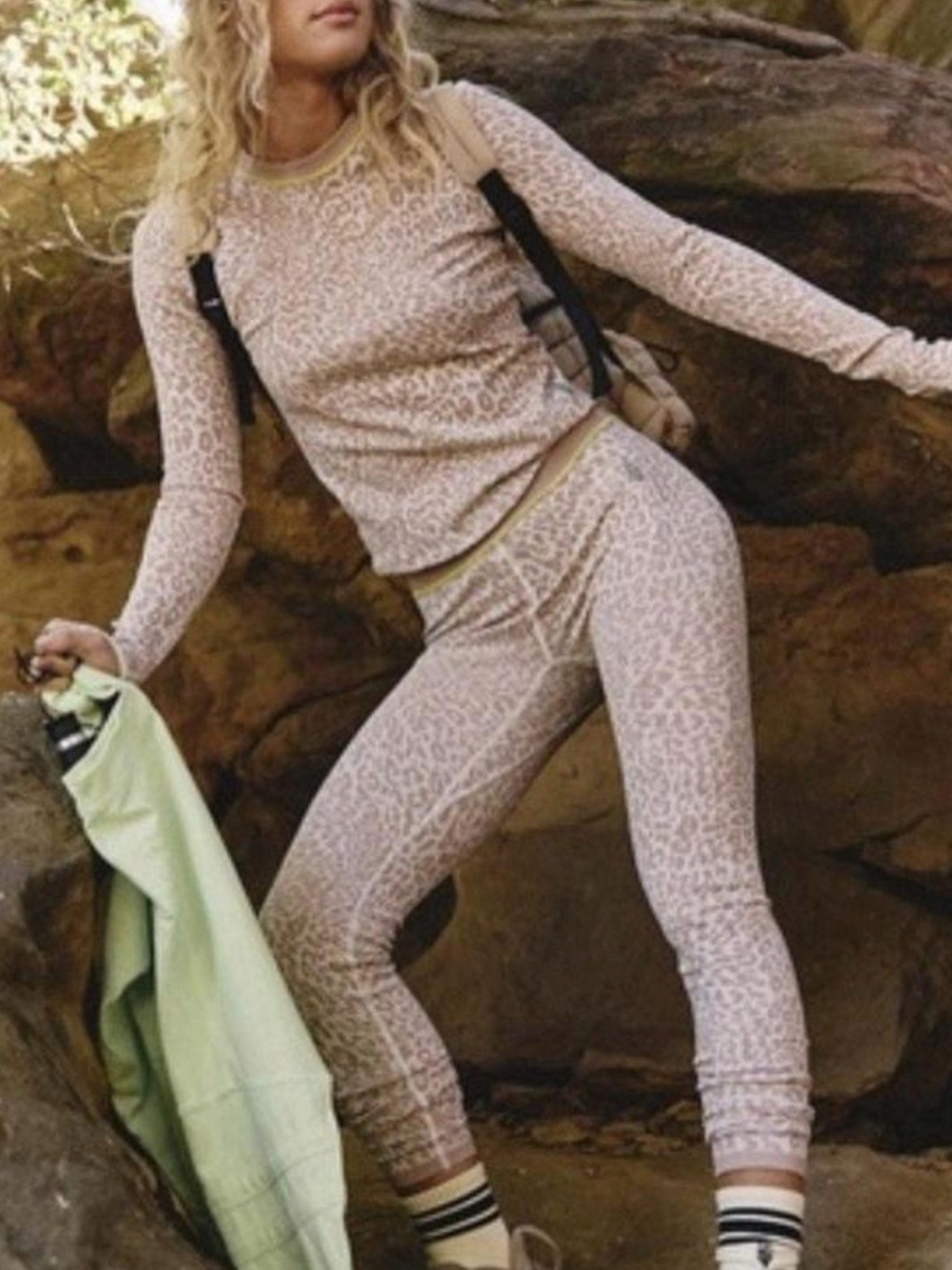 FP Movement by Free People Beige Leopard Thermal Leggings